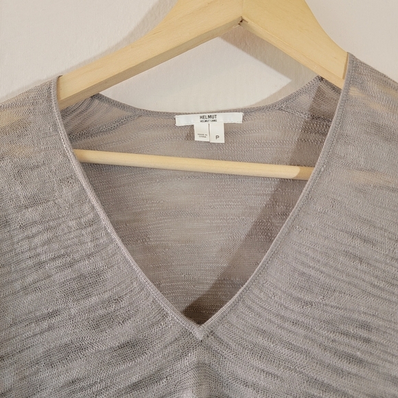 HELMUT LANG Gray V-neck Asymmetrical Top SP Wool Alpaca Quite Luxury Minimalist - Picture 3 of 11
